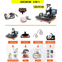 Combo Heat Press Machine4/5/6/7/8 in 1 38*38CM  Muntifunctional Sublimation Printer Transfer for Mug Hat Plate T-Shirt
