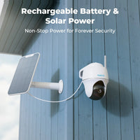 Reolink Argus 3MP PT WiFi Security Camera Outdoor Solar/Battery Powered IP Cam Wireless Pan Tilt Surveillance Cameras