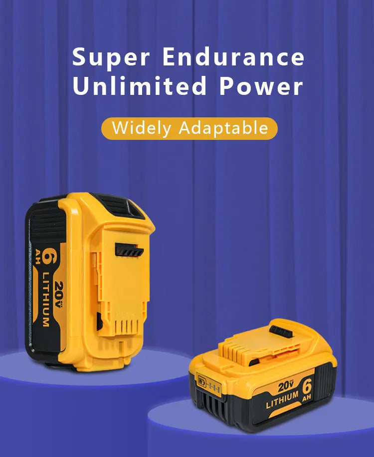 For Dewalt Cordless Tools 6.0Ah 20V Lithium-Ion Replacement Batteries - Compatible with DCB200, DCB205, DCB206 & More