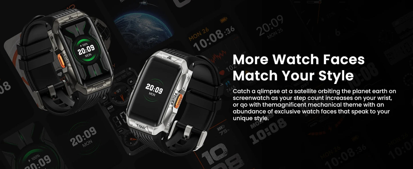 KOSPET TANK X2 Ultra GPS Smart Watch For Men 3D Curved Screen 60 Days Battery Compass Altimeter IP69K 5ATM Waterproof BT Call