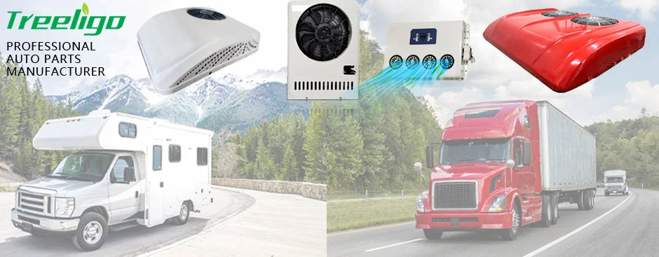 Treeligo 2025 12V Car Parking Air Conditioner 10500btu electrical Split Air AC Unit For RV Truck Tractors Van Motorhome Camper