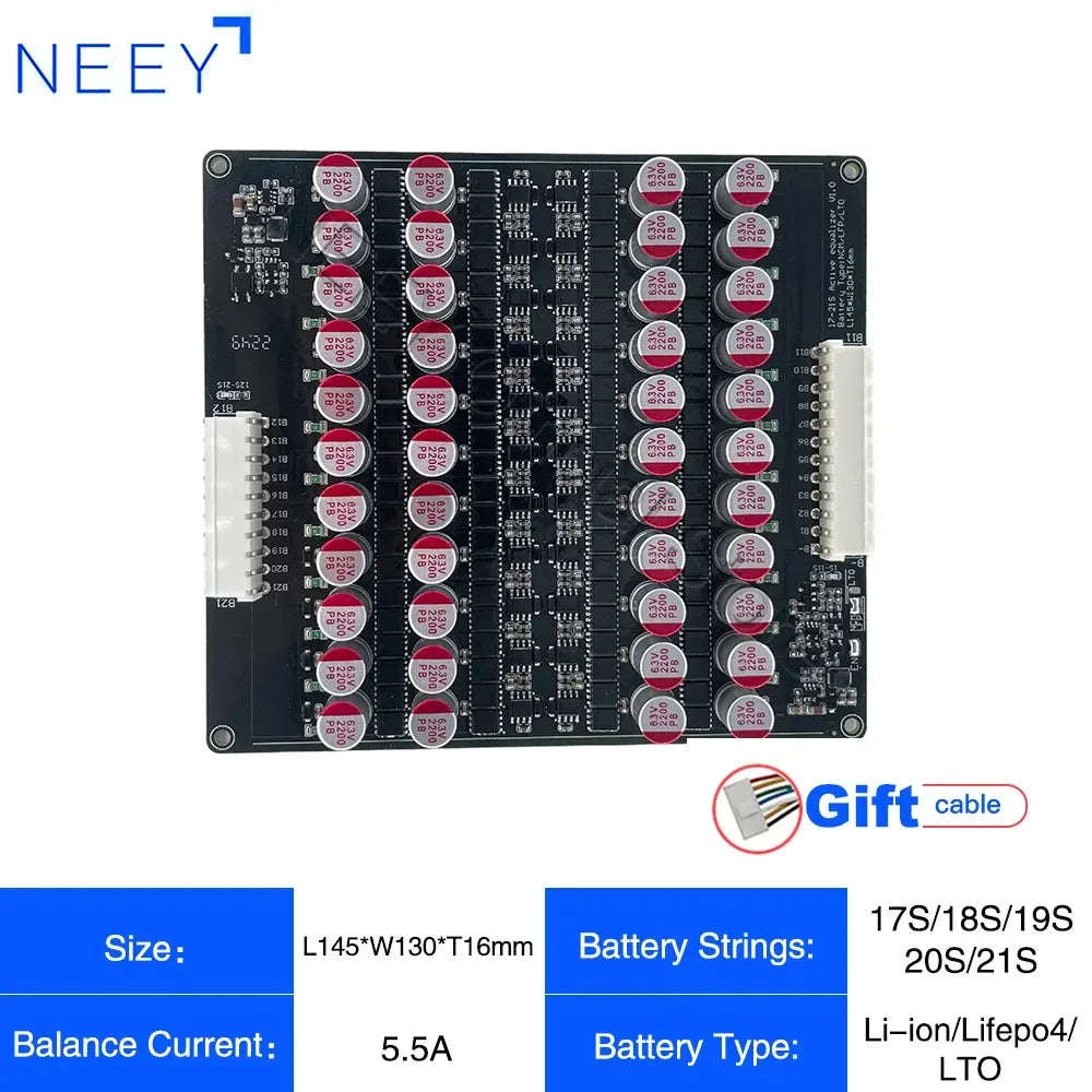NEEY 5A Active Equalizer Balancer 3S 4S 5S 6S 7S 8S 9S 10S 11S 12S 13S 14S 15S 16S 17S Lifepo4/lipo/lto Battery Energy Capacitor