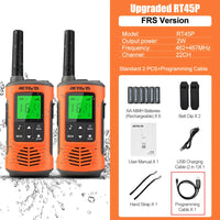Retevis RT45P IP67 Waterproof Walkie Talkie 2pcs Rechargeable 2-way Radio Receiver PMR446 License Free Type-C for Camping hiking