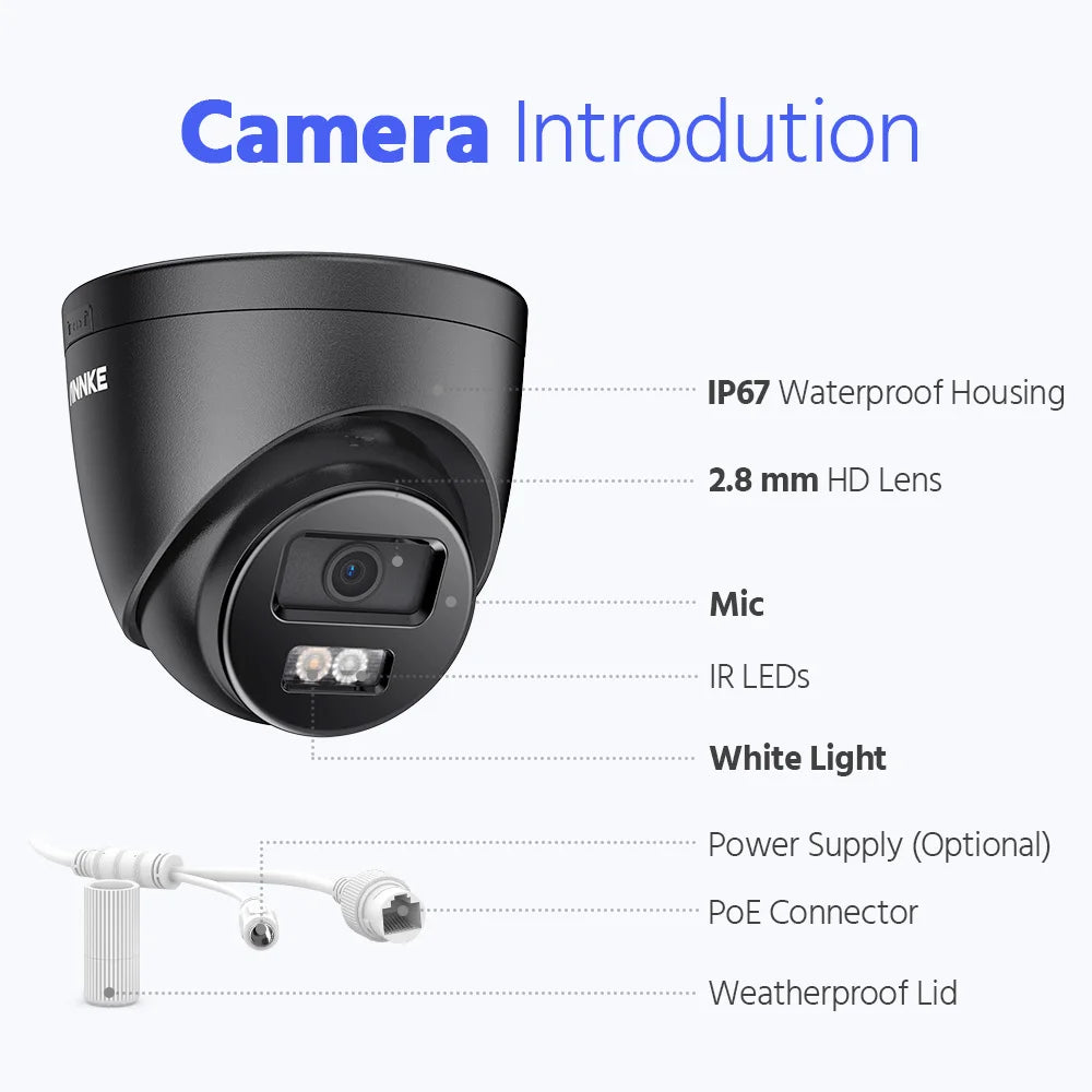 Annke AC500 3K IR Ultra HD IP PoE Camera Dual Light Outdoor PoE Security Camera Human Vehicle Detection Built-in Microphone