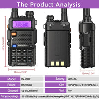 4PCS Baofeng Walkie Talkie UV 5R 8W Ham Radio Long Range Walkie Talkies Dual Band Handheld Two Way Radio with 3800mAh Battery