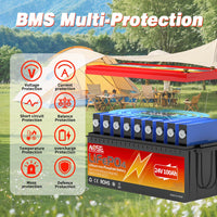 MOSEWORTH 24V 100Ah LiFePO4 Lithium Battery with 100A BMS 8000+ Deep Cycles Rechargeable Batteries for  Campers Trolling Motor