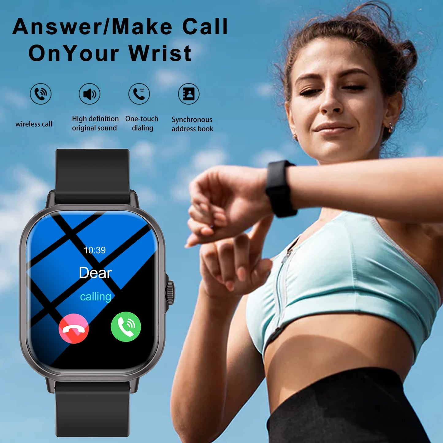 Outdoor sports smartwatch, wireless calling, information reminder, men's and women's multifunctional sports watch