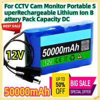 For CCTV Cam Monitor Portable Super 12V 50000mah Rechargeable Lithium Ion Battery Pack Capacity DC