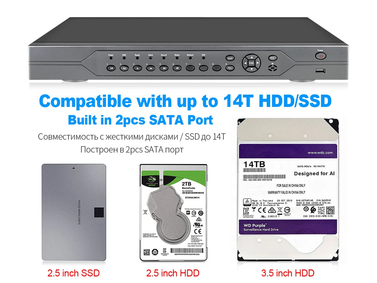 Techage H.265 16CH 4K 8MP 5MP 4MP 2MP POE NVR P2P Remote View Network POE NVR for IP Camera Surveillance CCTV Set Onvif