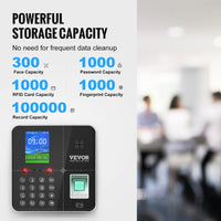 SucceBuy Biometric 5RFID Cards&USB Drive Automatic Time Clock for Employees Small Business Face Fingerprint and PIN Punch In/Out
