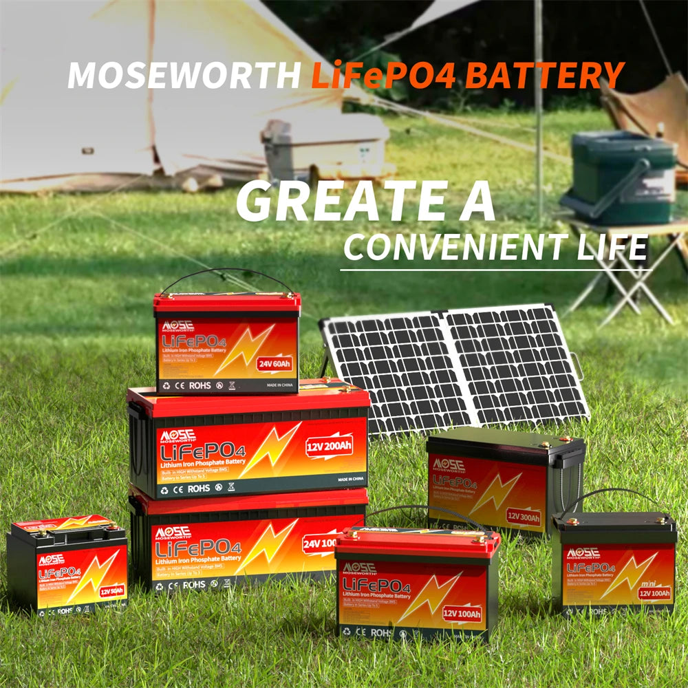 12V 100Ah 140Ah 168Ah 200Ah 300Ah LiFePO4 Battery 12.8V Lithium Iron Phosphate Battery Built-in BMS Deep Cycle for Solar Boat