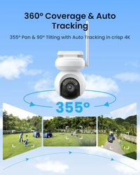 Reolink 4K Solar WiFi Security Camera Long Lasting 360° PT Auto Tracking Wireless ColorX Night Vision Dual-Band WiFi 6 IP Camera