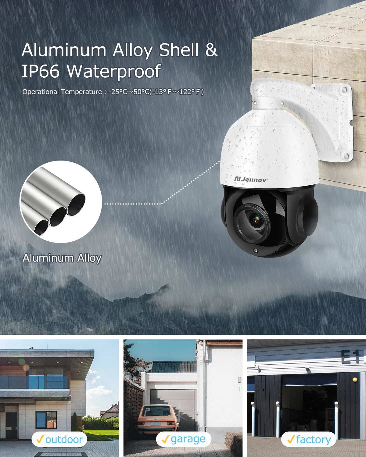 Jennov 4K 8MP Outdoor PTZ IP POE Camera 20X Optical Zoom & Human Detection, 320ft IR Night Vision,  Hikvision Onvif Compatible