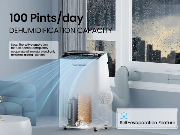 Movyxor 15000 BTU Portable Air Conditioner,Portable AC with Dehumidifier & Fan, 2 Fan Speeds, 24H Timer, Remote Control