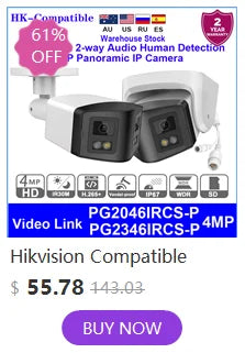 Hikvision Compatible 6/8MP Full Color Two-way Audio Turret IP Camera Vehicle Human Detection IP66 Outdoor Security Surveillance