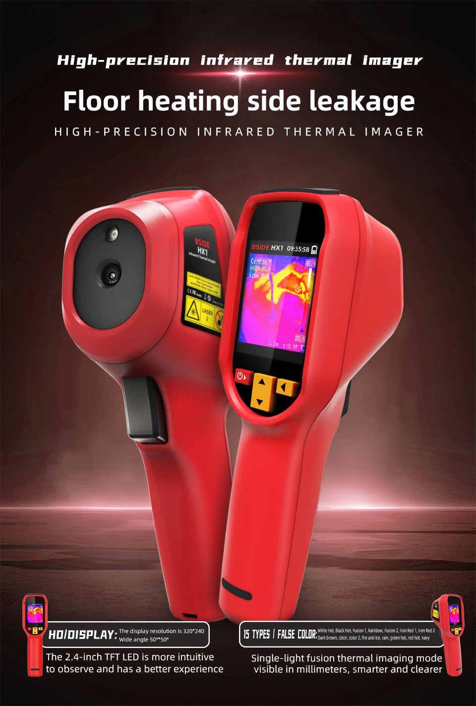 BSIDE HX1 Thermal Imaging Camera 240X240 Thermal Imager Infrared Temperature Meter For Repair PCB, Pipeline Detection
