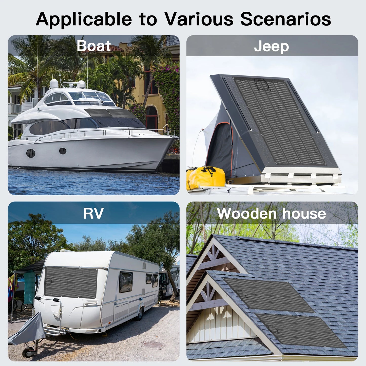 MHPOWOS Balcony Power Plant 200W / 100W Flexible Solarpanel IP68 Solar Cell Solar Charger Photovoltaic off-grid for Boat Roof RV