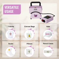 SucceBuy Hat Press Machine Mini Hat Heat Press for Caps Cap Heat Press Machine Safety Base and Glove Automatic Shut-Off Purple