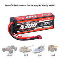 SUNPADOW Lipo Battery 5300mAh 2S 3S 4S 7.4V 11.1V 14.8V EC5 Plug 100C for RC Car Plane DJI Truck Tank Buggy Racing Boat Models
