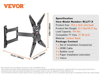 VEVOR Full Motion TV Mount Fit for Most 26-90in TVs Swivel Tilt Horizontal Adjustment TV Wall Mount Bracket W/ Articulating Arms