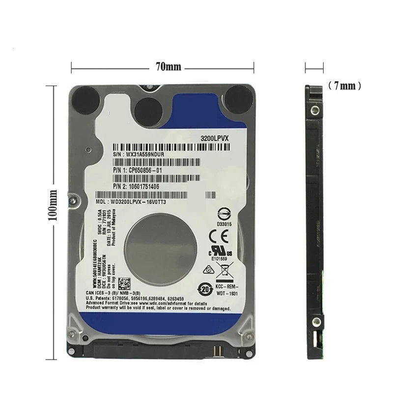 500GB 1TB 2TB Internal Hard Disk Drive for NVR, Laptop, Desktop 2.5" HDD SATA2 5400-7200RPM 128M 3.0Gbps