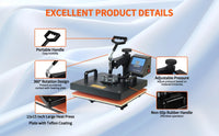 Combo Heat Press Machine4/5/6/7/8 in 1 38*38CM  Muntifunctional Sublimation Printer Transfer for Mug Hat Plate T-Shirt