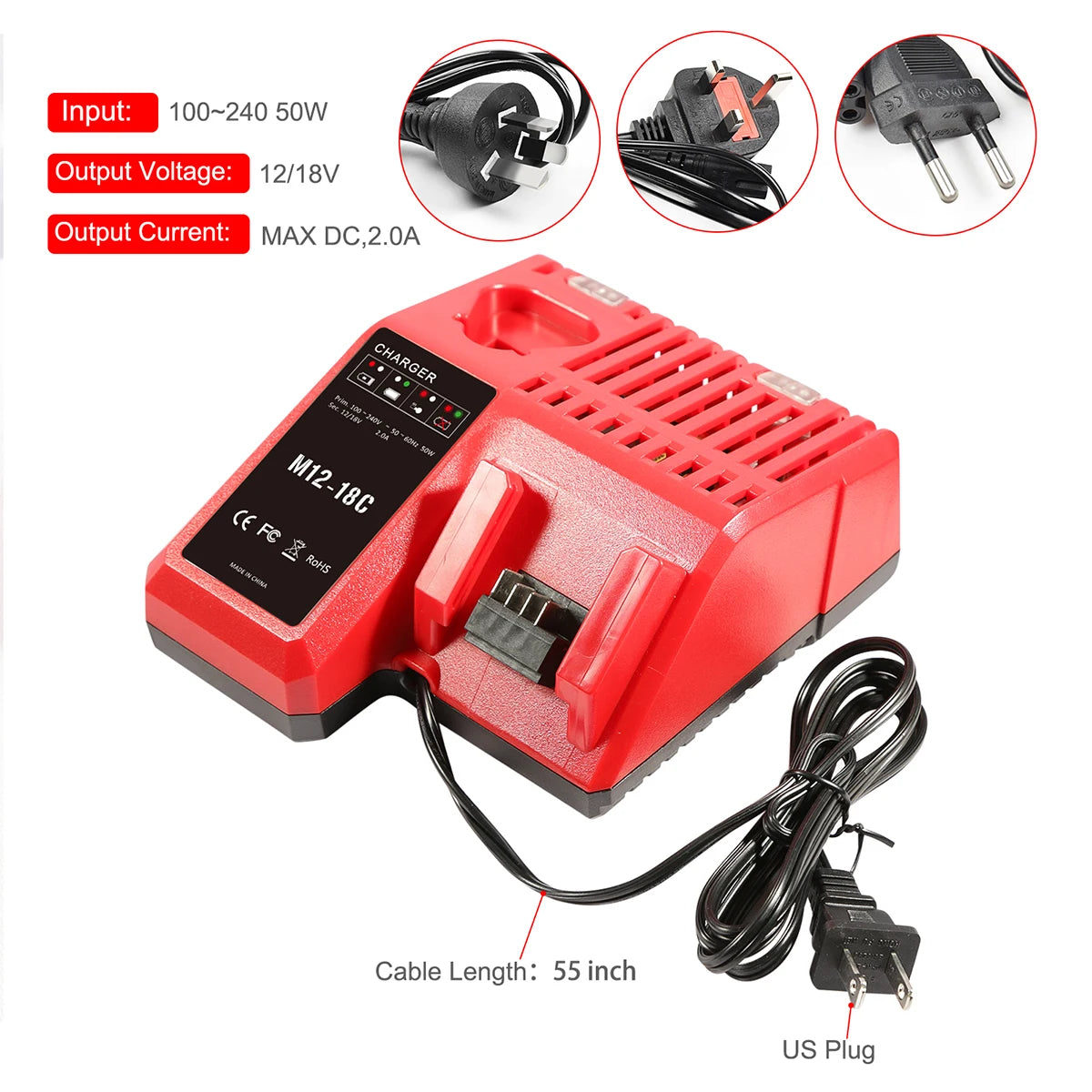 For Milwaukee 18V  M18 lithium 6.0Ah/9.0Ah XC Lithium Battery 48-11-1860 48-11-1850 48-11-1840 48-11-1820 Charger rechargeable P