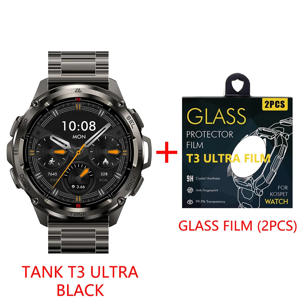 2025 Original KOSPET TANK T3 Ultra GPS Smart Watch For Men Smartwatch Waterproof 5ATM IP69K 470mAh AMOLED Bluetooth Call Watches