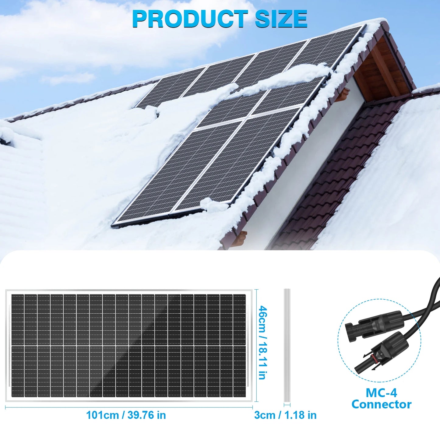 WERCHTAY 100W 12V 12BB Solar Cell Monocrystalline Solar Panel High Efficiency Solar Module Charge Battery for RV Trailer