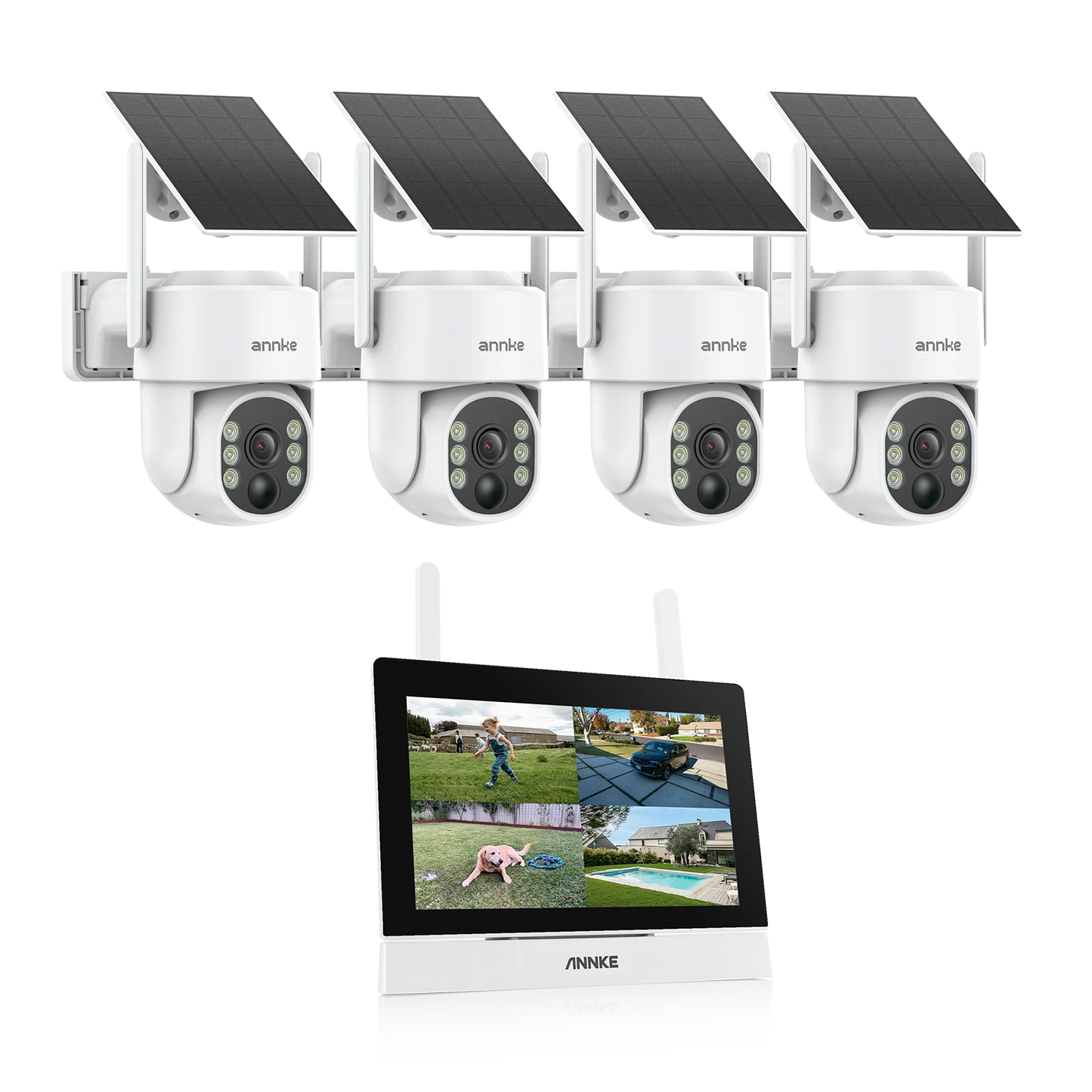 Annke 4MP solar security cameras 4CH NVR Video Surveillance Kit color Night Vision Two-way voice 2k wireless security cameras