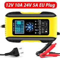12V-24V 7-stage smart Car Battery-Charger Full Automatic 10A Digital Car Battery Charger  Pulse Repair for AGM GEL WET Lead Acid