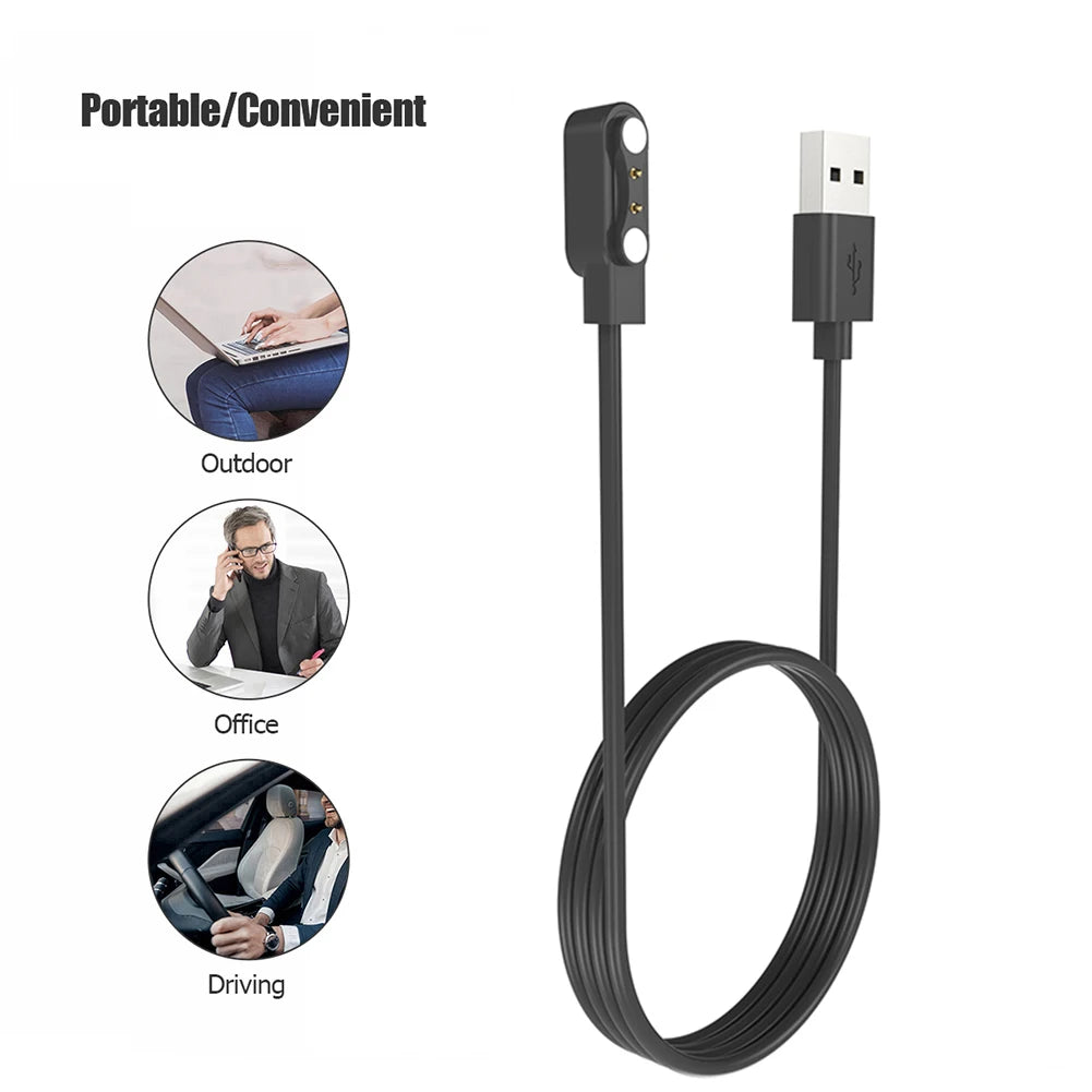 Magnetic Smart Watch Charger Multiple Protection USB 2 Pin Charging Cord 1M Smart Bracelet Charging Cable for Zeblaze Vibe 7 Pro