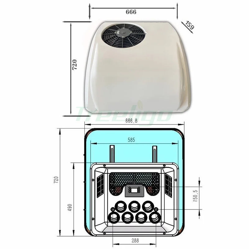 Aspligo Electric RV Roof Air Conditioner Heat and Cool 12V 24V RV Rooftop Parking AC For Truck Camper Van Caravans Motor home
