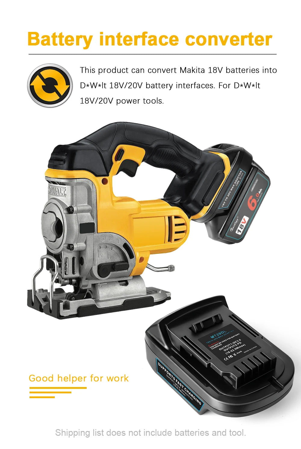 Waitley Battery Adapter for Makita 18V conversion compatible with Dewalt 18V / 20V Power Tool Batteries Accessories DCB200
