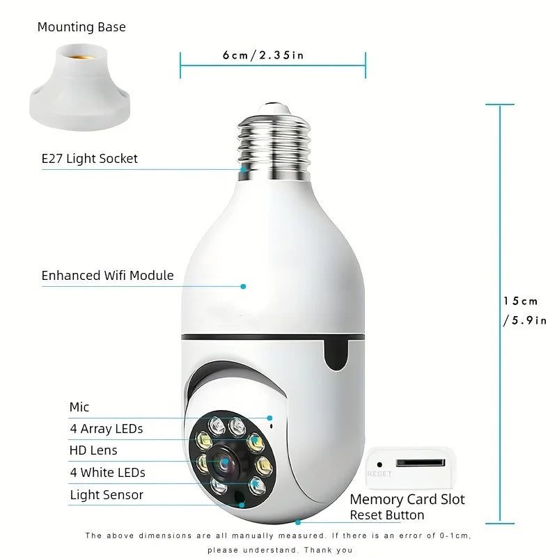 4PC Boykeep Light Bulb Security Cameras, Wireless 5G WiFi ,Ease Life APP,360 Degree E27 1080P Cam,Night Vision,Motion Detection