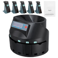 SucceBuy 230/300Coins/Min USD Coin Sorter Counter Professional Electric Automatic Machine LED Display for School Shop Bank Black
