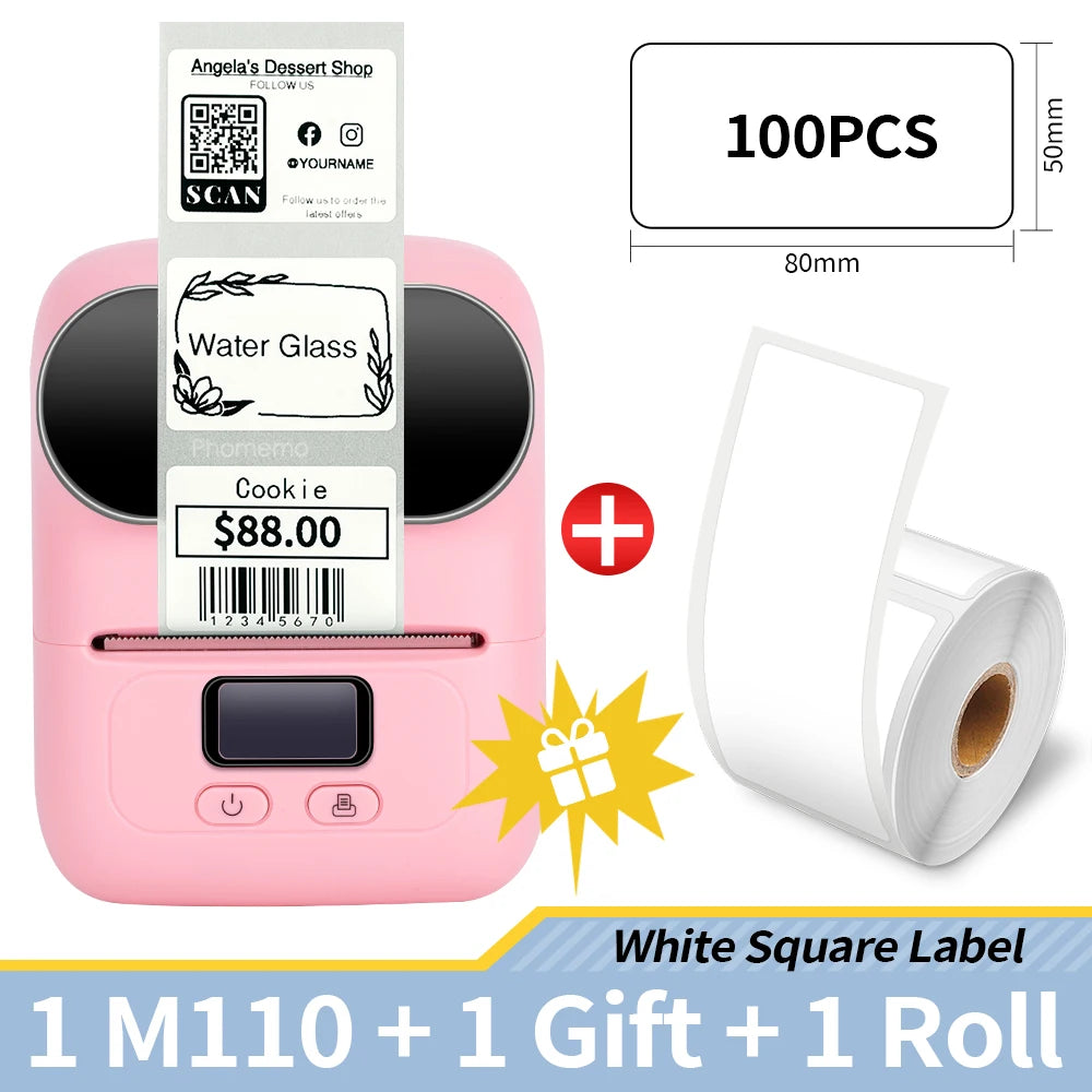 Phomemo M110 Self-adhesive Smart Thermal Label Printer for Business,Barcode Label, Price Tag, Address Wireless Sticker Printer