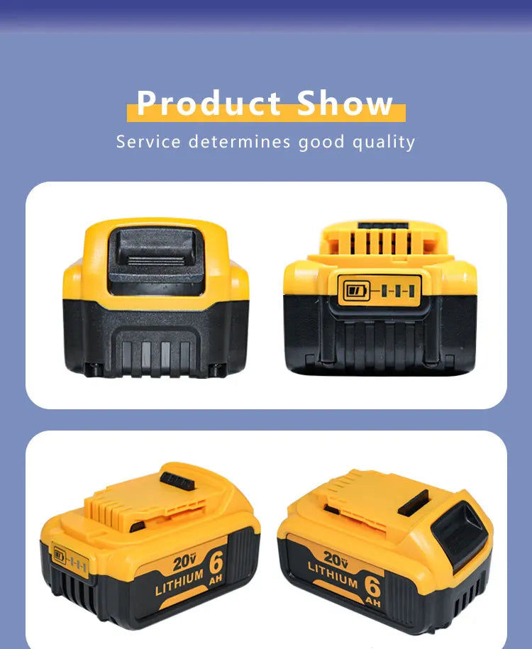 For Dewalt Cordless Tools 6.0Ah 20V Lithium-Ion Replacement Batteries - Compatible with DCB200, DCB205, DCB206 & More