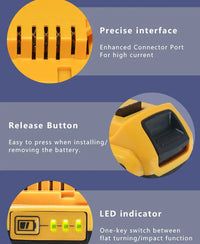 For Dewalt Cordless Tools 6.0Ah 20V Lithium-Ion Replacement Batteries - Compatible with DCB200, DCB205, DCB206 & More