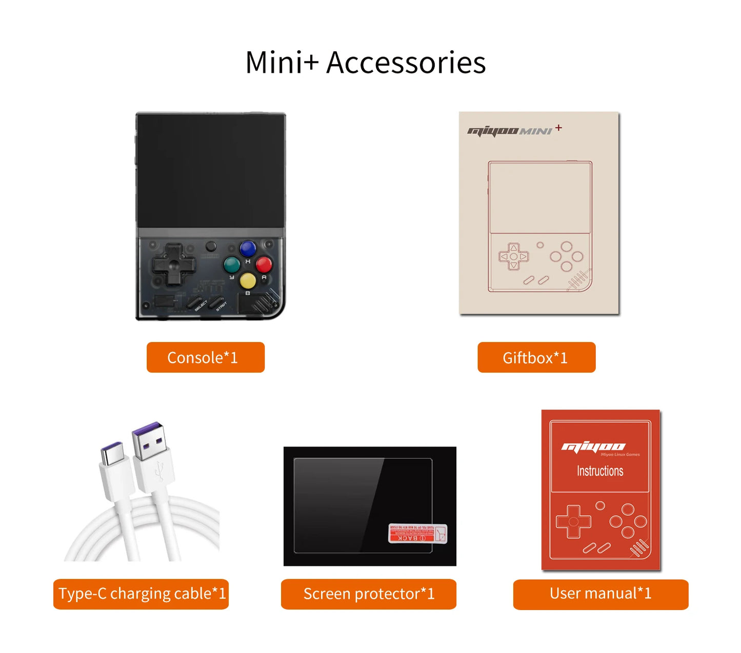 MIYOO Mini Plus Portable Retro Handheld Game Console 3.5''IPS HD Screen Linux System Mini + Classic Gaming Emulator Players Gift