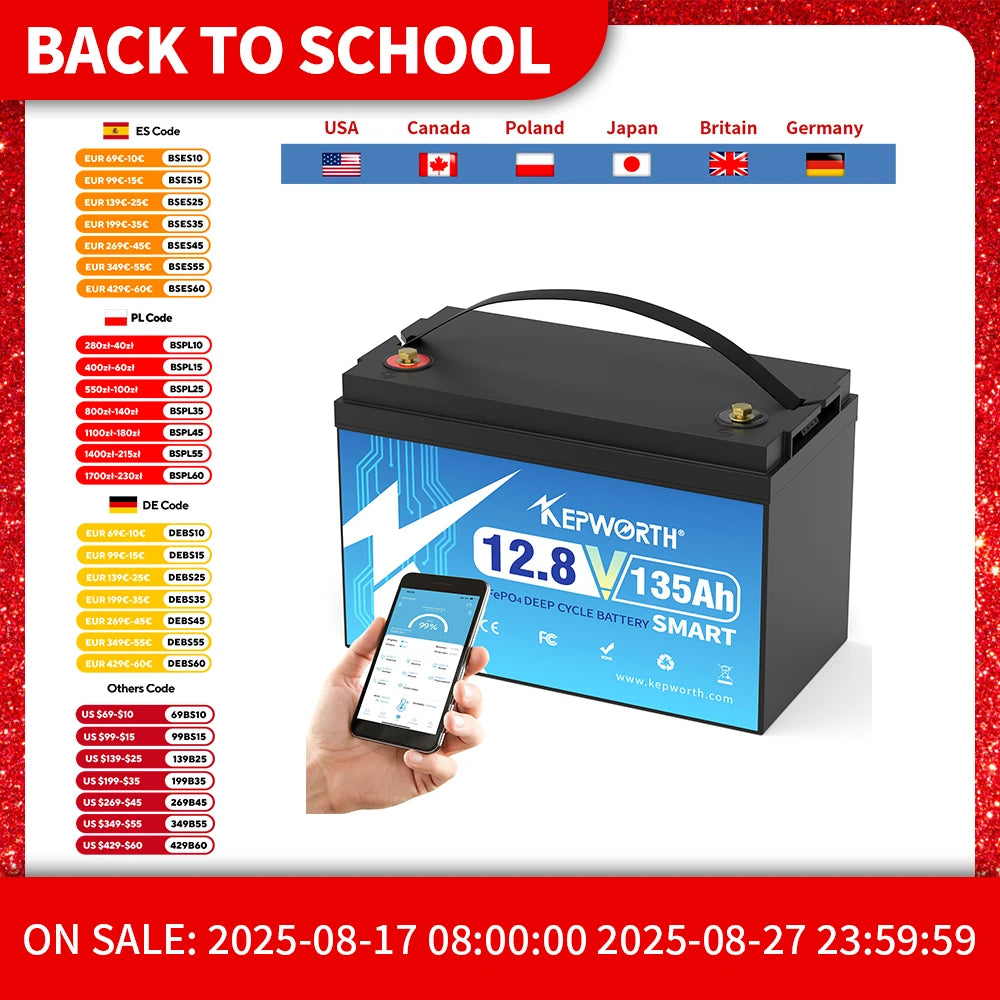 NEW 12V 100AH 120AH 135AH 200AH LiFePO4 Battery Built-in Bluetooth  BMS Power Batteries 6000 Cycles For RV Campers Golf Cart