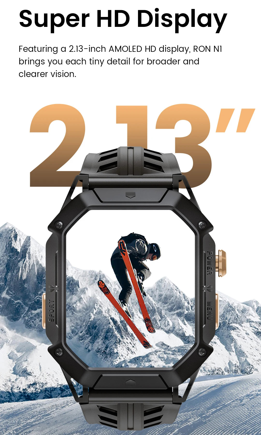 HAYLOU IRON N1 Smartwatchs 2.13’’ AMOLED Display 5ATM Waterproof Bluetooth Call Outdoor Sport Smart Watch 30 Days Battery Life