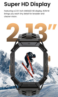 HAYLOU IRON N1 Smartwatchs 2.13’’ AMOLED Display 5ATM Waterproof Bluetooth Call Outdoor Sport Smart Watch 30 Days Battery Life