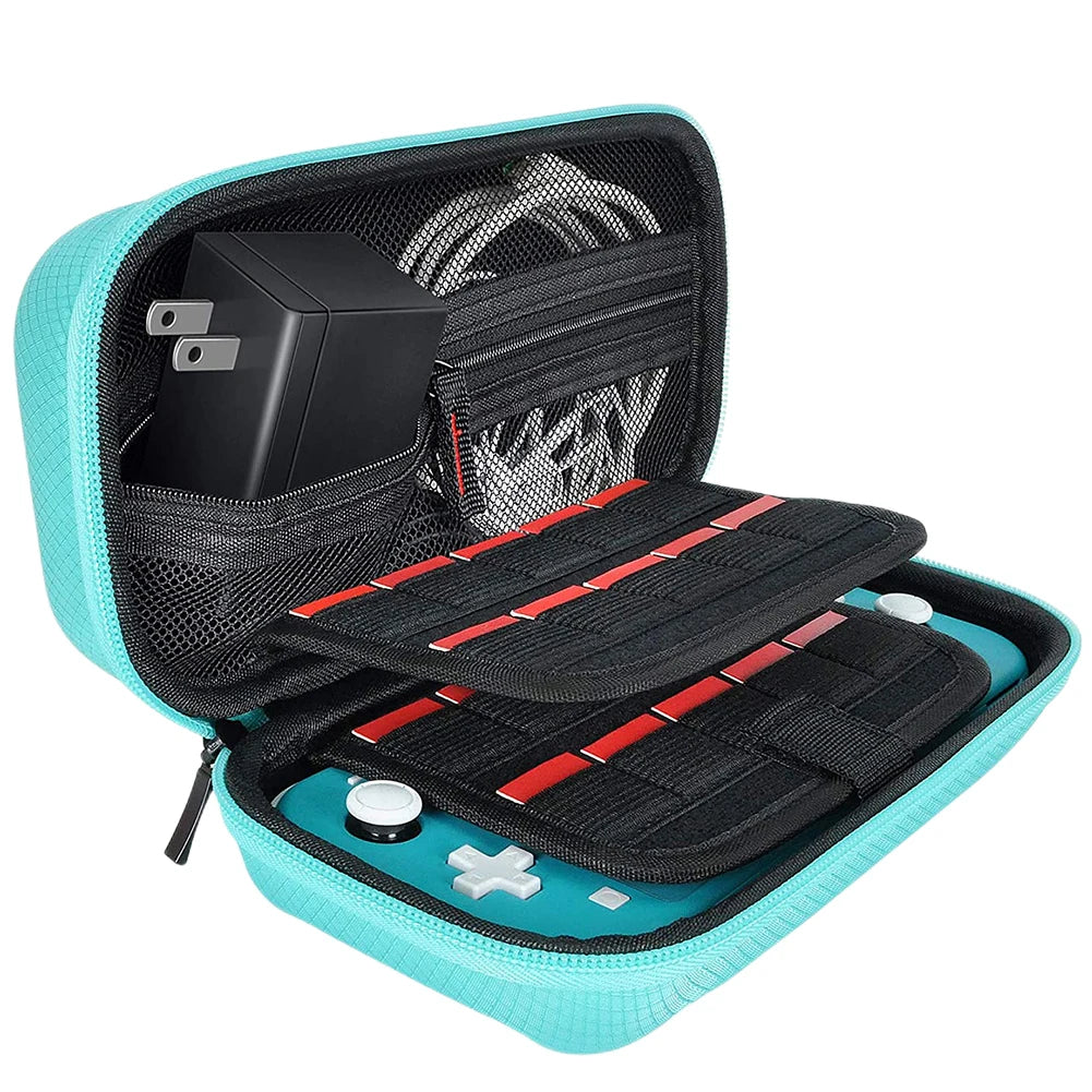 Storage Bag Nylon EVA Hard Game Console Protection Bag Thickened Shock Absorbing Double Compartment Dustproof for Switch Lite