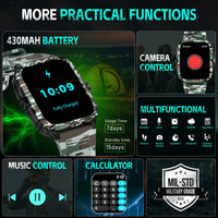 LaNikar Smart Watch 3ATM Waterproof Men 1.96" KT71 Fitness Tracker Heart Rate Bluetooth Call Camouflage Color Original Design