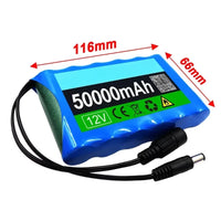 For CCTV Cam Monitor Portable Super 12V 50000mah Rechargeable Lithium Ion Battery Pack Capacity DC