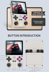 POWKIDDY V20 Retro Video Handheld Game Console 3.5-Inch IPS HD Screen Dual Card slot 5000mAh Lithium Battery Retro Game Stickers