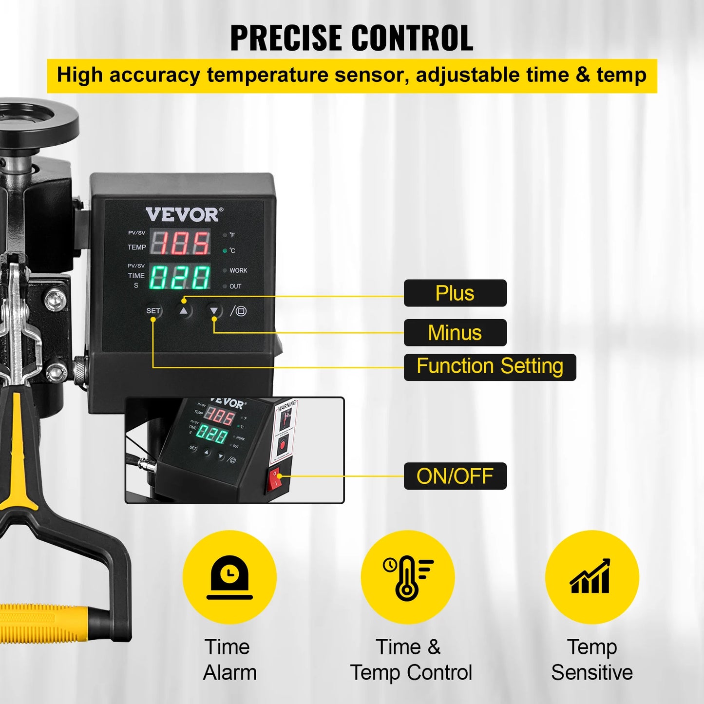 SucceBuy 2In1 Heat Press Machine 38*38CM 360 Degree Swing-Away Digital Sublimation Printer Transfer DIY T-shirt Cap