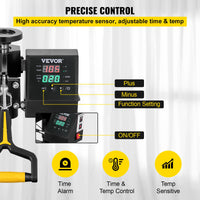 SucceBuy 2In1 Heat Press Machine 38*38CM 360 Degree Swing-Away Digital Sublimation Printer Transfer DIY T-shirt Cap