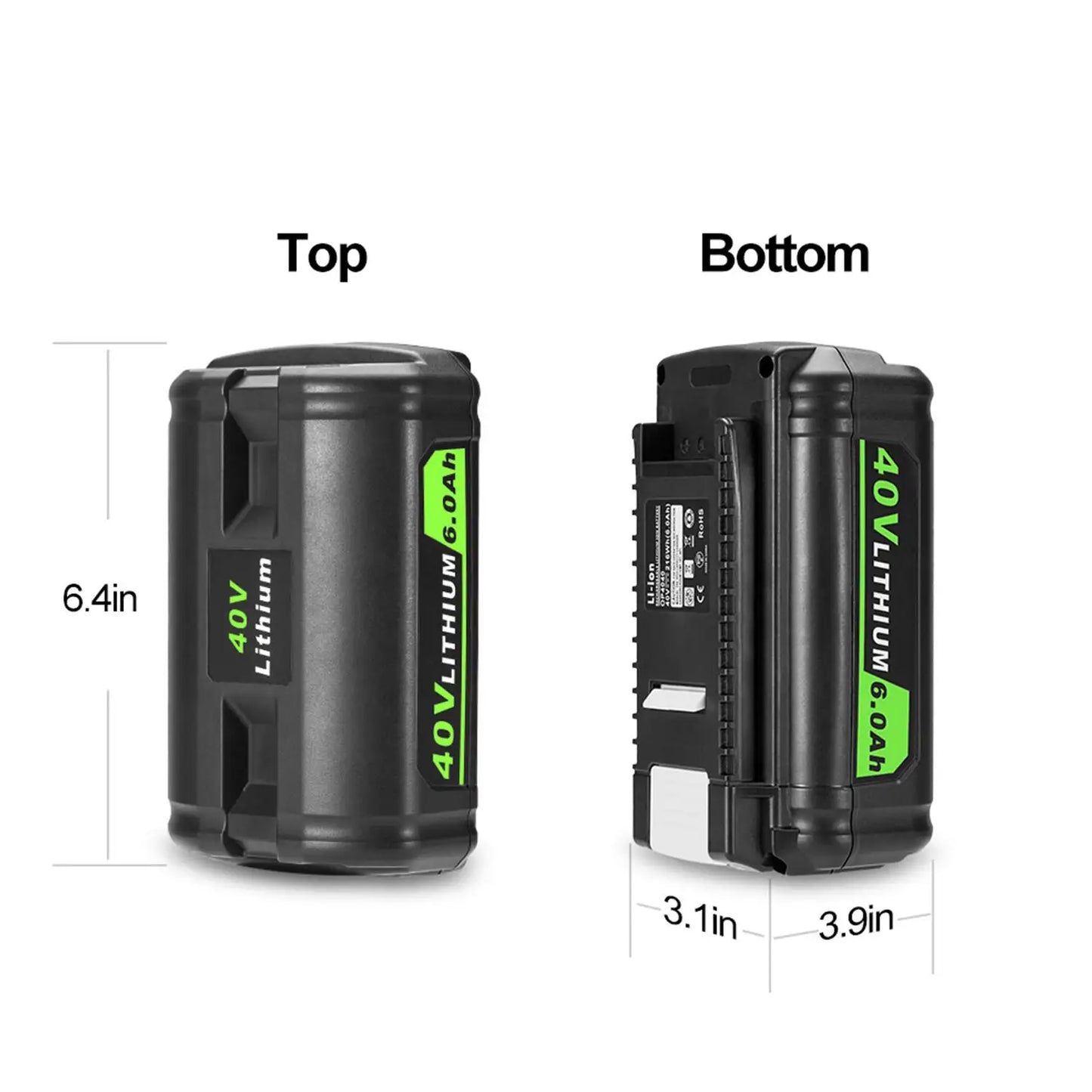 KUNLUN For Ryobi 6.0Ah 40V Li-ion Battery For OP40401 OP4050A OP4050 RY40502 RY40200 Cordless Power Tools Rechargeable Battery